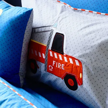 Naujas Cartoon vaikų patalynės berniukai lova apima medvilnės paklode kostiumas Siuvinėjimo Twin patalynės automobilių antklodė padengti gaisro sunkvežimio dizainas