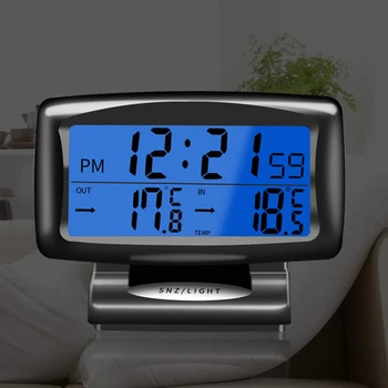 1pcs Auto vidaus Ir Lauko Termometras Dual Jutikliai, LCD Mėlynas Apšvietimas Automobilių Elektroninis Laikrodis Temperatūros Matuoklis Karšto Pardavimo