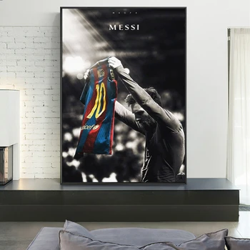 Futbolo Sporto Žvaigždė Lionelis Messi Retro Paveikslai Tapyba Plakatai ir Spausdinimo Sienos Menas Nuotraukas Kambarį Namų Dekoro (be Rėmelio)