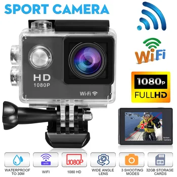 Veiksmo Kamera Full HD 1080P/ 30 k / s WiFi 170 Laipsnių 30m po vandeniu Vandeniui atsparus Šalmas Vaizdo Įrašymo Kameras, 1.5 Colių Cam Sportas
