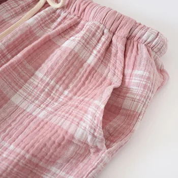 Atsitiktinis pledas krepo medvilnės miego likučius moterų Pavasario namų kelnės pijama kelnės moterims, pižamos miego kelnės