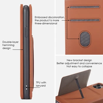 Siurbimo Odos Flip Case for iPhone 12 Mini Pro 11 XS Max IP XR X SE 2020 M. 8 7 6 6S Plius Kortelių Lizdai Piniginės Magnetinio Telefono Dangtelį