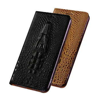 Krokodilas grūdų natūralios odos kortelių kišenės, telefono dėklas skirtas Asus ZenFone 3 ZE552KL/Asus ZenFone 3 ZE520KL telefono maišelį dėklo dangtelį