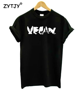 Veganų Rašomas Su Gyvūnų Spausdinti Moterų marškinėlius Medvilnės Atsitiktinis Juokingi marškinėliai Lady Mergina Viršuje Tee Hipster Tumblr Lašas Laivas Z-1165