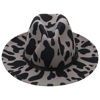 Karvė Modelio Kepurę Vilnonių Džiazo Skrybėlę Kolonėlė Didelis Kraštų Skrybėlių Mados Plokšti krašto Bžūp