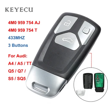 Keyecu 4M0 959 754 AJ T Smart Nuotolinio Automobilio Raktas Fob 3 Mygtukai 433MHz Audi TT A4 A5 Q5 Q7 S5 SQ5 - 4M0959754AJ, 4M0959754T