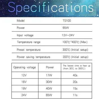 1 Nustatykite, OLED Mini Nešiojamieji 65W Skaitmeninis Programuojamas TS100 Elektros lituoklio