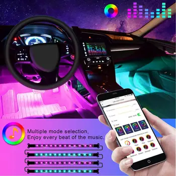 DC5V 5050 USB LED Bluetooth Atmosfera Automobilių Juostelės Žibintai, RGB Muzikos Automobilių Lankstaus Neono Šviesos Juosta
