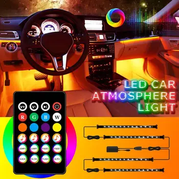 DC5V 5050 USB LED Bluetooth Atmosfera Automobilių Juostelės Žibintai, RGB Muzikos Automobilių Lankstaus Neono Šviesos Juosta