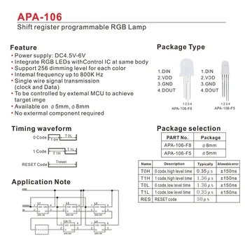 100VNT APA106 P9823 WS2818 WS2811 F5 F8 RGB LED LUSTAS GRANULIŲ 5V ADRESUOJAMO IC įmontuota LEMPA