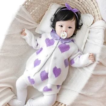 MILANCEL 2020 m. žiemos baby girl drabužiai, kūdikių trikotažo drabužių nustatyti širdies bodysuit kūdikių megztiniai 2 vnt baby kombinezonas minkštas naujagimių drabužiai