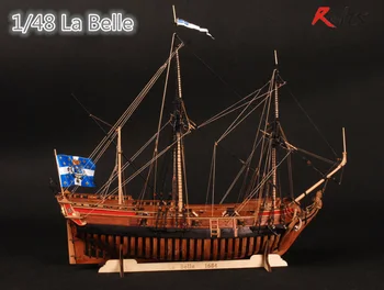 RealTS Medinių Laivų Modelių Rinkiniai Valtys, Medinės 3d pjovimas Lazeriu Skalė 1/48 La Belle 1682 Visą Šonkaulių Modelis