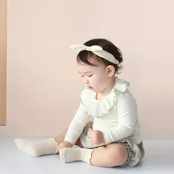 2019 m. Pavasarį Naujagimiui Kūdikių Mergaitės, Balta Raukiniai Marškinėliai Vaikams, Vaikams ilgomis Rankovėmis Palaidinė Medvilnė Mergina Pagal marškinėliai 2 Spalvos