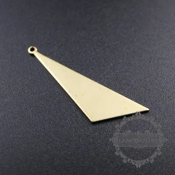 11.5x40mm vintage stiliaus raw žalvario trikampis paprasto plokštė, skirta spaudos graviravimas 