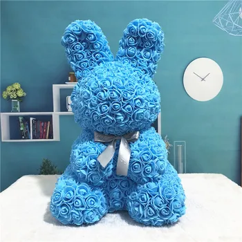 2018 m., Šviesiai Mėlynos spalvos Unikalaus Valentino Dienos dovana 45cm Rose Rabbit Eternal Rose Rankų darbo Mažylis Kūrybingi gimtadienio dovana vestuvių nori