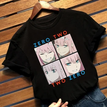 Darling į Franxx Anime Harajuku Nulis DU Trumpi rankovėmis Chic Moterų marškinėliai