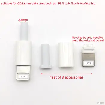 100setsUSBFor iphone male kištukas su drožlių plokščių jungtis suvirinimo 2.6/3.0 mm Duomenų OTG eilutės sąsaja 