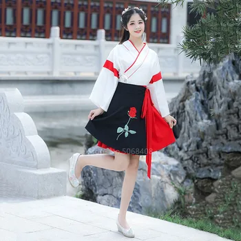 Vasaros Harajuku Japonijos Tradicinių Kimono Sijonas Nustatyti Moterų Azijos Derliaus Yukata Embrodiery Obi Moterų Suknelės Pasakų Retro Hanfu