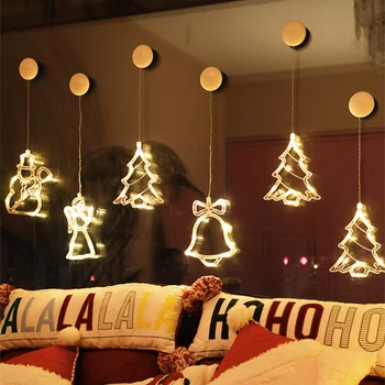 Kalėdų varpas sniego star šviesos šventė langų dekoro LED gyvis žibintai, Baterija Kalėdinė girlianda Namų Dekoro bell