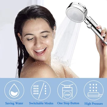 Zhangji 3 režimai danga su Jungiklio mygtuką, dušo galvutė, Plastiko Reguliuojamas vonios kambarys tvarkomas naujai aukšto slėgio dušo galvutė