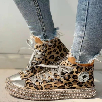 Moteris Pavasarį Leopardas spausdinti Drobės Mados Sportbačiai, kalnų krištolas china butas Laukinių moterų batai Jaunimo laisvalaikio bateliai Plius Dydis 2020 m.