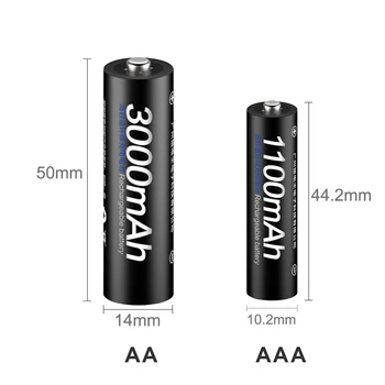 8Pcs 1.2 v AA Baterijos Įkrovimo+1.2 V Nimh AAA Akumuliatorius+ 