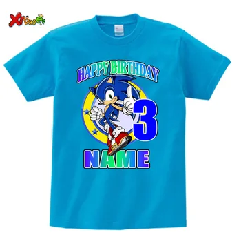 Gimtadienio marškinėliai Vaikams Sonic The Hedgehog Berniukų, Mergaičių Marškinėliai 1~9 Numeriu Gimtadienio Trumpas Rankovės Mergaitės Berniukai 