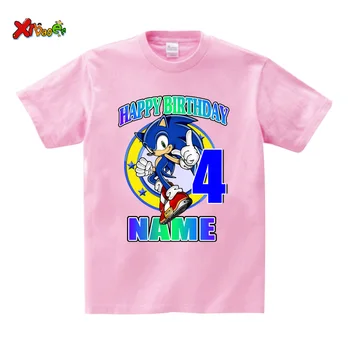 Gimtadienio marškinėliai Vaikams Sonic The Hedgehog Berniukų, Mergaičių Marškinėliai 1~9 Numeriu Gimtadienio Trumpas Rankovės Mergaitės Berniukai 