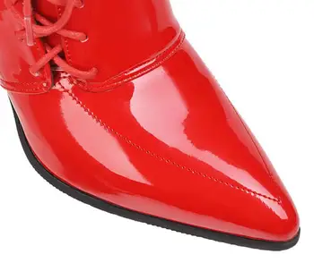 Dydis 34--43 Seksualus Pažymėjo Tne Aukštakulniai Batai Moterims Mados Lakinės Odos Šiltas Bateliai Raudoni vestuviniai batai