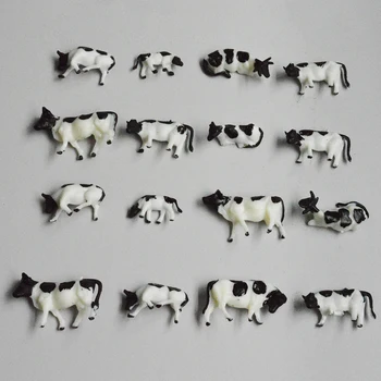 1/87 masto modelis mini, juodos ir baltos karvės statybos traukinio miškų kraštovaizdžio maketo išdėstymas diorama plastiko