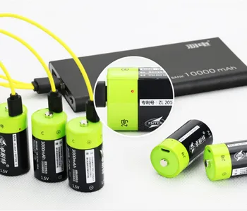 Karšto pardavimo ZNTER 1,5 V 3000mAh akumuliatorius C dydžio USB įkraunama ličio polimero baterija įkrauta Micro USB kabelio