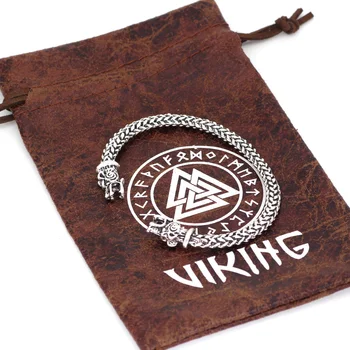 Vyrai šiaurės vikingų odin vilkas karaliaus grandinės amuletas apyrankę adjustsize