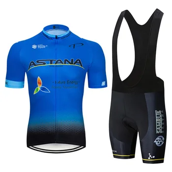 2019 Astana pasaulio čempionas Dviračių Megztiniai Dviračiu Dėvėti drabužiai, Quick-Dry kombinezonai su antkrūtiniais gelio Rinkiniai, Drabužių Ropa Ciclismo uniformes Maillot