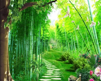 Beibehang Užsakymą Tapetai Namų dekoro Freskos Medžių Bambuko Miško Kelių Šviežumo 3D TV Sienos Fone freskomis 3d tapetai