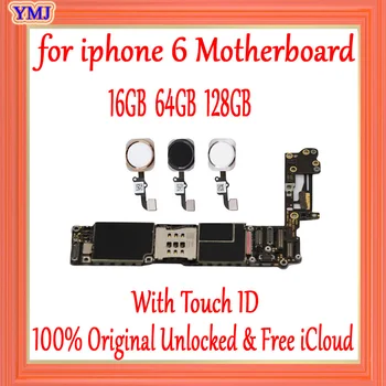 Ne iCloud iphone 6 4.7 colių Plokštė 16GB 64GB 128GB Original atrakinta iphone 6 Mainboard Su/ Be Touch ID
