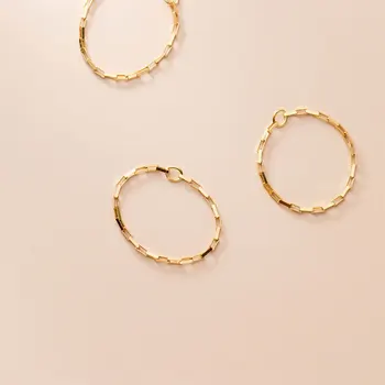 925 Sterlingas Sidabro Grandinės Žiedai Moterų Madinga Rankų Darbo Aukso Geometrinis Mergina Bevardis Pirštas Papuošalai Moteriška Šalis, Dovanos, Didmeninė