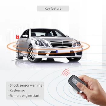 EASYGUARD PKE automobilių signalizacijos su keyless entry nuotolinio variklio užvedimo, universali transporto priemonė, keyless go šoko įspėti mygtukas