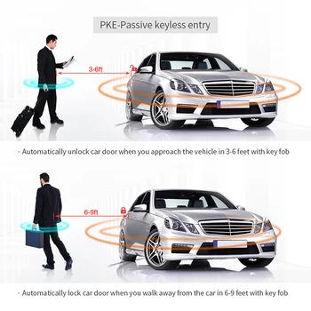 EASYGUARD PKE automobilių signalizacijos su keyless entry nuotolinio variklio užvedimo, universali transporto priemonė, keyless go šoko įspėti mygtukas