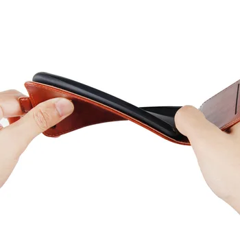 Už Xiaomi Redmi 9 Padengti Atveju Flip vertical PU Odos Atveju Redmi 9 Minkštos TPU Galinį Dangtelį Kortelės Lizdas