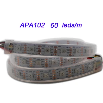 5m/daug APA102 Smart led pikselių juostelės šviesos;DC5V 30/60 led/taškų/m;DUOMENŲ ir LAIKRODIS atskirai;IP30/IP65/IP67;SK9822 led juostos