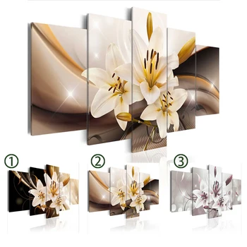 HD Drobės Tapybos, Dekoratyvinių gėlių Plakatas 5VNT Orchidėja, Gėlių Meno Tapybos Rinkinys Sienos Menas Namų Puošmena Kambarį Miegamasis