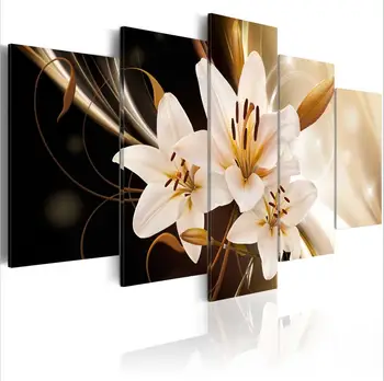 HD Drobės Tapybos, Dekoratyvinių gėlių Plakatas 5VNT Orchidėja, Gėlių Meno Tapybos Rinkinys Sienos Menas Namų Puošmena Kambarį Miegamasis