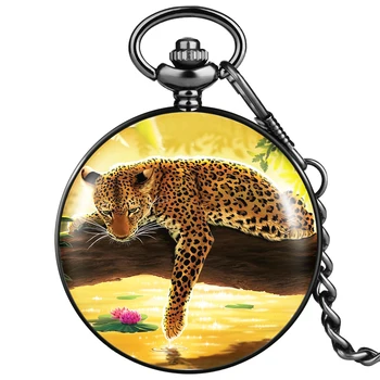 Protingas Papūga Paklusnus Cheetah Gyvūnų Modelio Kišenėje Žiūrėti Numerio Rinkimo Kvarco Childern Pakabukas Karoliai Praktiška Dovana Vaikas Berniukai