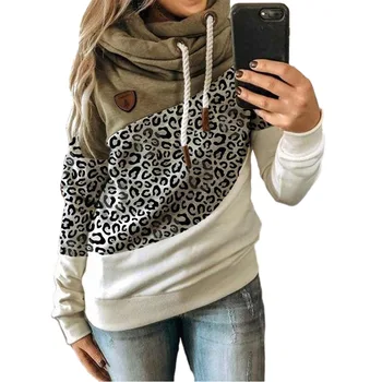 Ilgomis Rankovėmis Šilta Palaidinukė Moterų 2020 M. Pavasario Žiemos Atsitiktinis Leopard Kratinys Aksomo Hoodie Moteris Palaidinės Plius Dydžio Megztinis