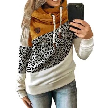 Ilgomis Rankovėmis Šilta Palaidinukė Moterų 2020 M. Pavasario Žiemos Atsitiktinis Leopard Kratinys Aksomo Hoodie Moteris Palaidinės Plius Dydžio Megztinis