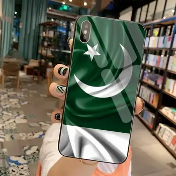 KPUSAGRT Pakistano vėliava juoda Telefono dėklas Korpuso Grūdintas Stiklas iPhone 11 Pro XR XS MAX 8 X 7 6S 6 Plus SE 2020 atveju