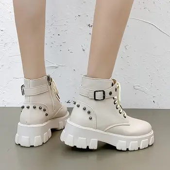 Pavasarį ir Rudenį 2020 naujas mados Martin batai moteriški suvarstomi vieną batai asmenybės universalus storio-soled madinga batai X448