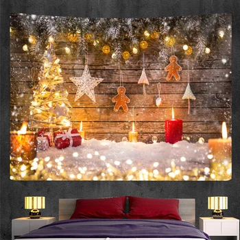 Happy Christmas sienos kabo Hipių namų puošybai fone audinio didelio dydžio gobelenas Bohemijos apdailos kelionės čiužinys