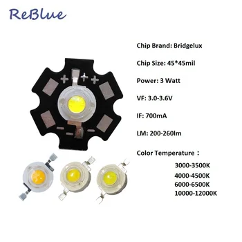 25Pcs ReBlue 5W Led diodo 5W Led Diodas 1W 3W Šviesos Karoliukai Bridgelux 45mil Epistar 35mil šviesos diodu (Led 3w-led diodų 10000k 3000K