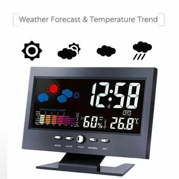 LED Skaitmeninio Stalo Laikrodis, Žadintuvas Garsiai Atidėti Kalendorius Orų Spalvotas Ekranas Humiture Kalendorius Balso-Kontroliuojamas Oro Laikrodis